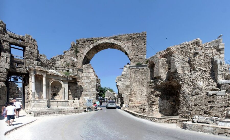 Alanya: Aspendos, Manavgat Waterfalls and City of Side Tour - The Temple of Apollo beside the harbor
