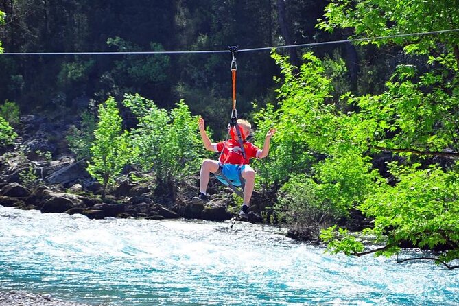 Antalya Family Combo Tour: Jeep, Rafting & Zipline with Lunch - The zipline adds a quick finish over the river