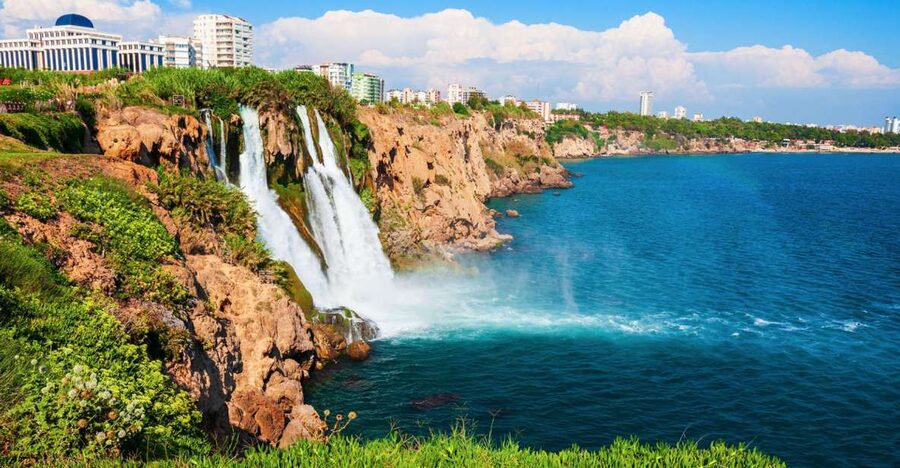 Antalya: Relax Boat Trip with Lunch to the Duden Waterfall - Swimming below Antalya’s coastal cliffs