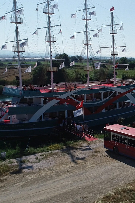 City of Side: Boat Tour on the Manavgat River w/ Bazaar Trip - Boarding a three-floor boat in Manavgat