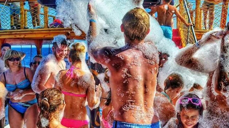 City of Side: Dolphin Island Boat Tour with BBQ & Foam Party - The first swim stop and Manavgat Bosphorus