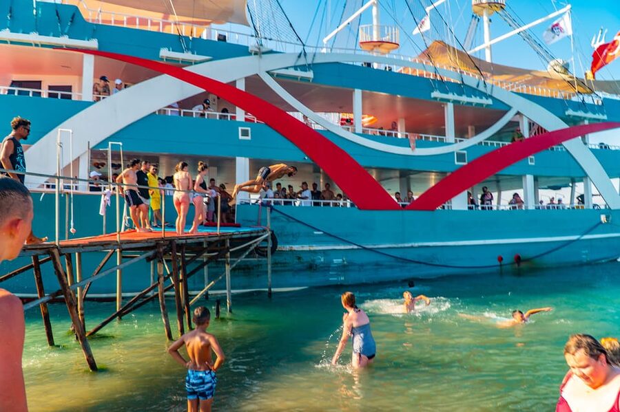 City of Side: Sightseeing Cruise w/ Swim Stops & Foam Party - Lunch on the boat after the first swim