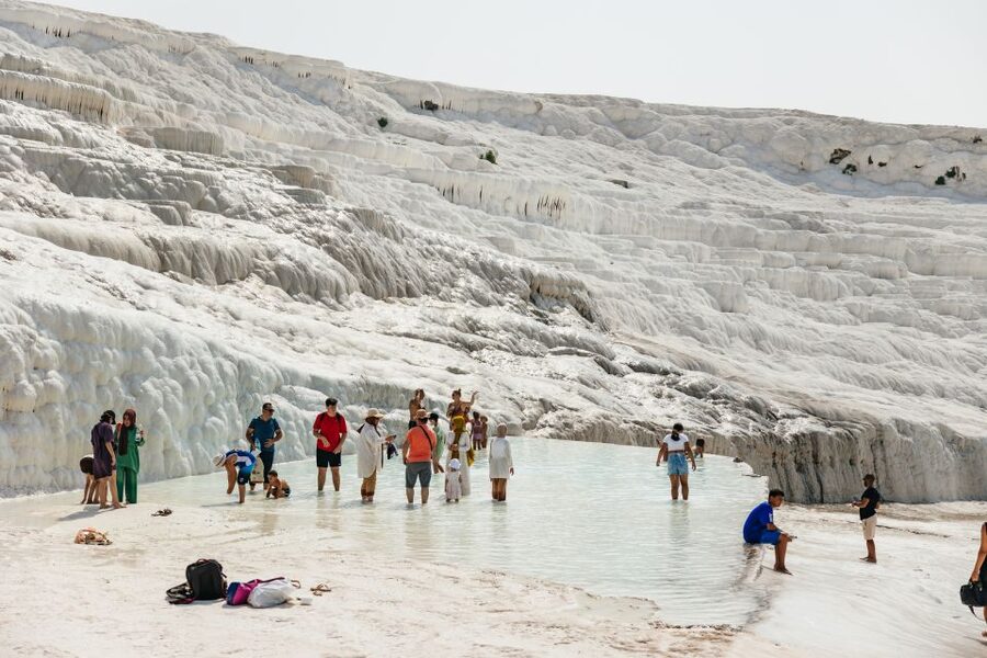 From Antalya/Kemer: Pamukkale and Hierapolis Tour with Lunch - Walking onto Pamukkale’s white terraces
