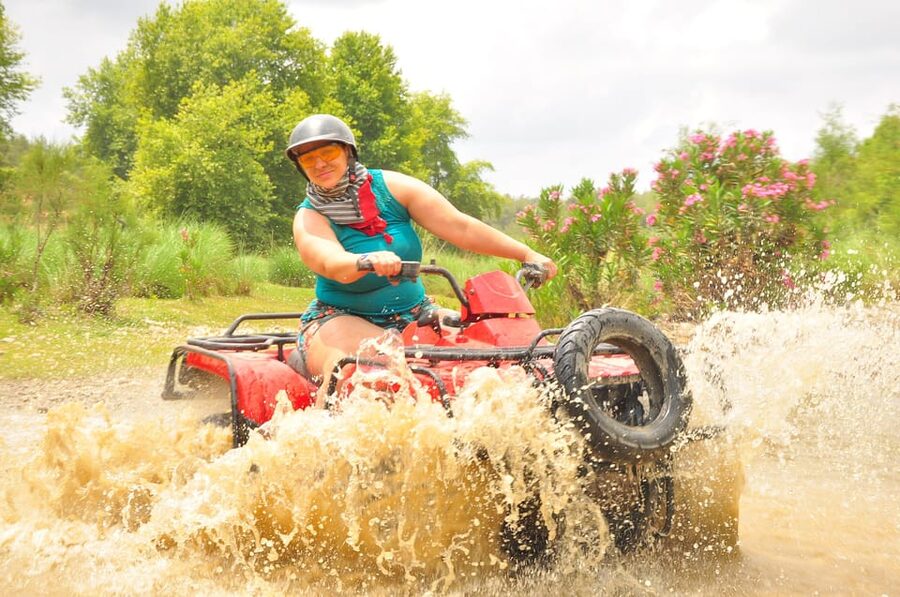 From Belek, Antalya Thrilling Quad Safari Adventure - The swimming stop and the dry-stream warning