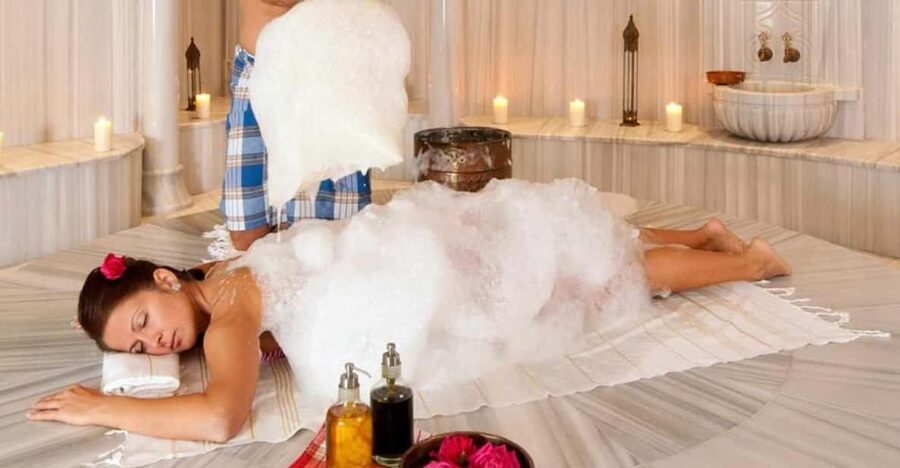 Kemer Turkish Bath (Hammam) W/ Scrub, Foam & Oil Massage - Foam washing with warm water