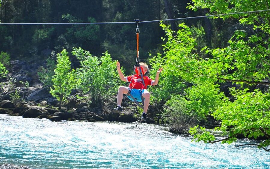 Mix Combo Adventure Tour: Zipline, River Rafting, Canyoning - Ziplining above the Köprüçay River