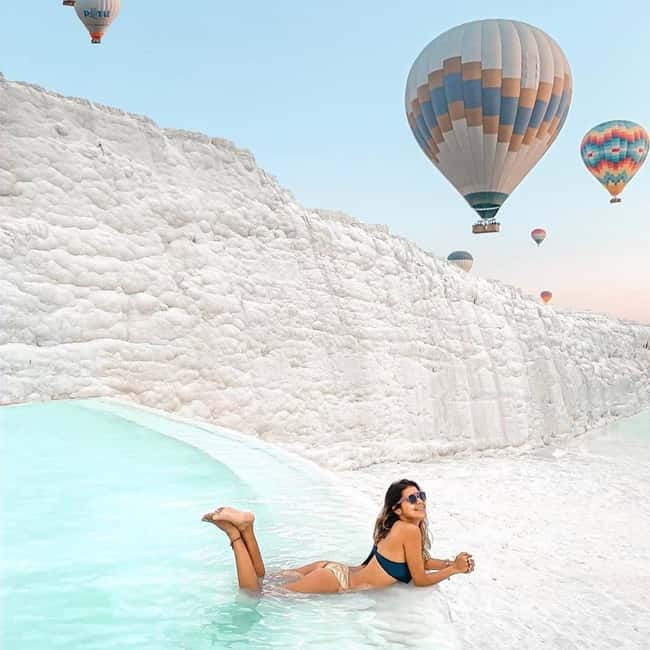 Side/Alanya: Pamukkale Hot Air Balloon Flight w/Lunch - Pamukkale from above, then from the ground