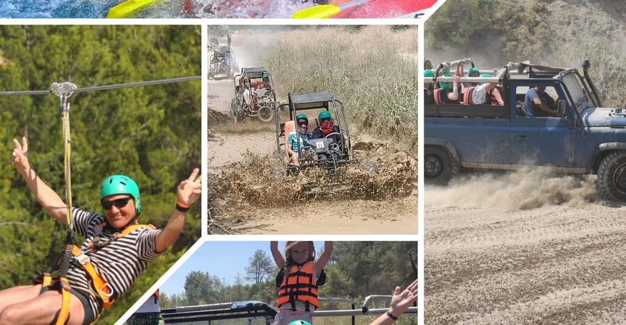 Side&Alanya:Rafting,Jeep,Quad/Buggy Safari/Zipline wLunch - Ziplining above the trees