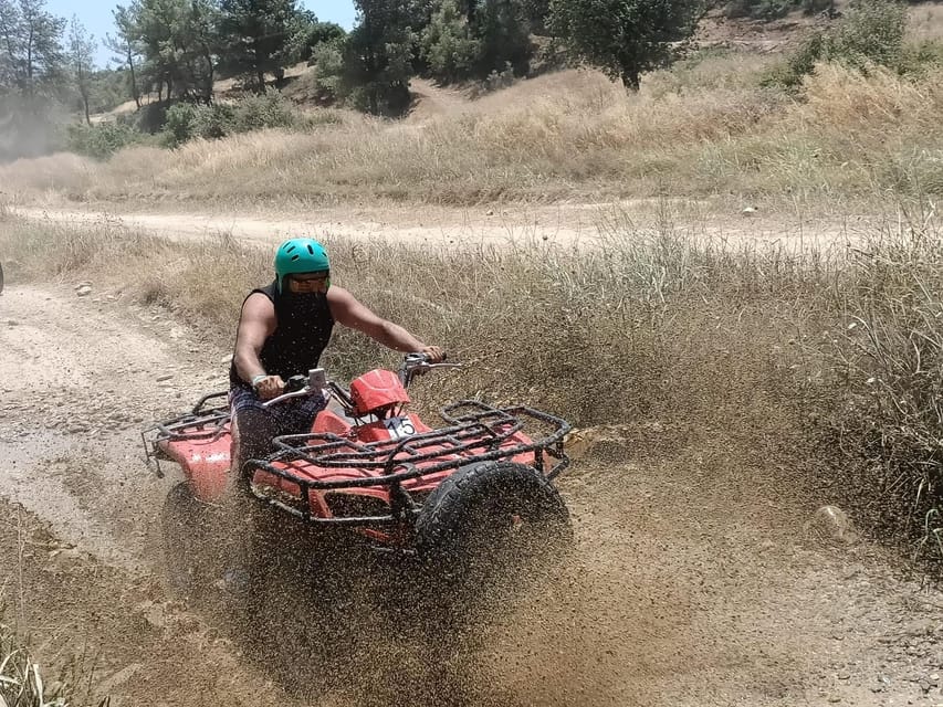 Side&Alanya:Rafting,Jeep,Quad/Buggy Safari/Zipline wLunch - ATV riding on muddy ground