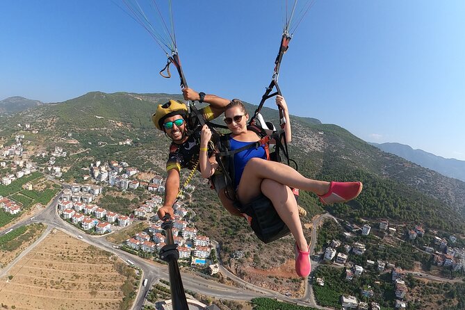 Tandem Paragliding in Alanya, Antalya Turkey with a Licensed Guide - Preparing for takeoff above Alanya