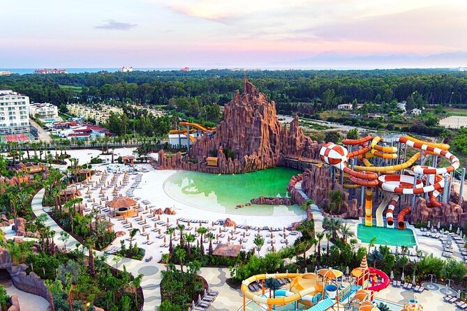 The Land of Legends Theme Park from Belek - Water slides, pools, and the Typhoon coaster