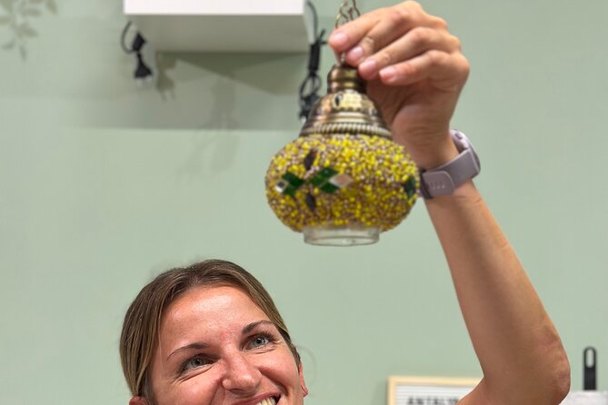 Turkish Mosaic Lamp Workshop in Antalya Near Old Town - Photographing and packing the finished lamp